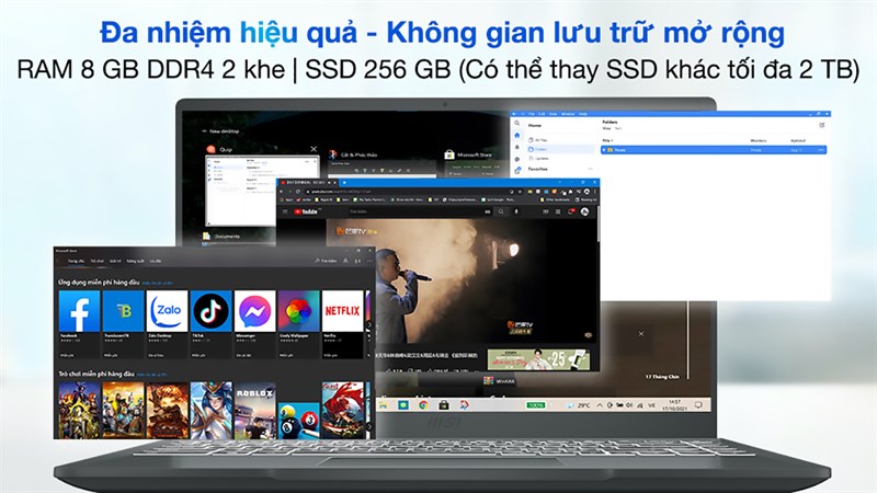 Mua laptop dưới 15 triệu - MSI Modern 14 B11MOU i3