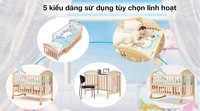 Nôi cũi với 5 kiểu dáng sử dụng, phù hợp đa dạng nhu cầu người dùng 