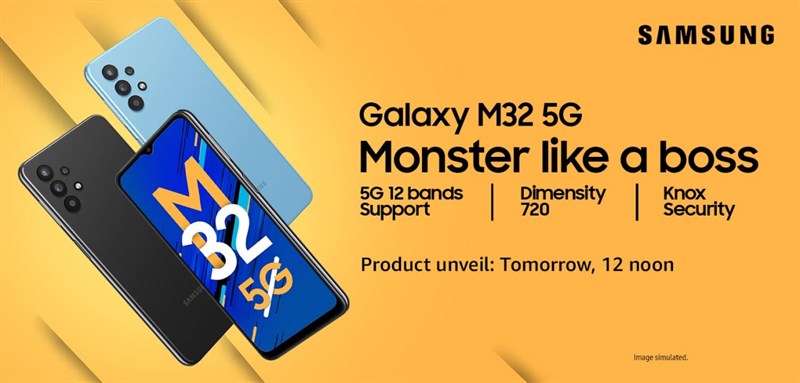 Galaxy M32 5G sẽ ra mắt tại Ấn Độ vào ngày 25/8/2021, lúc 12 giờ trưa (giờ địa phương)
