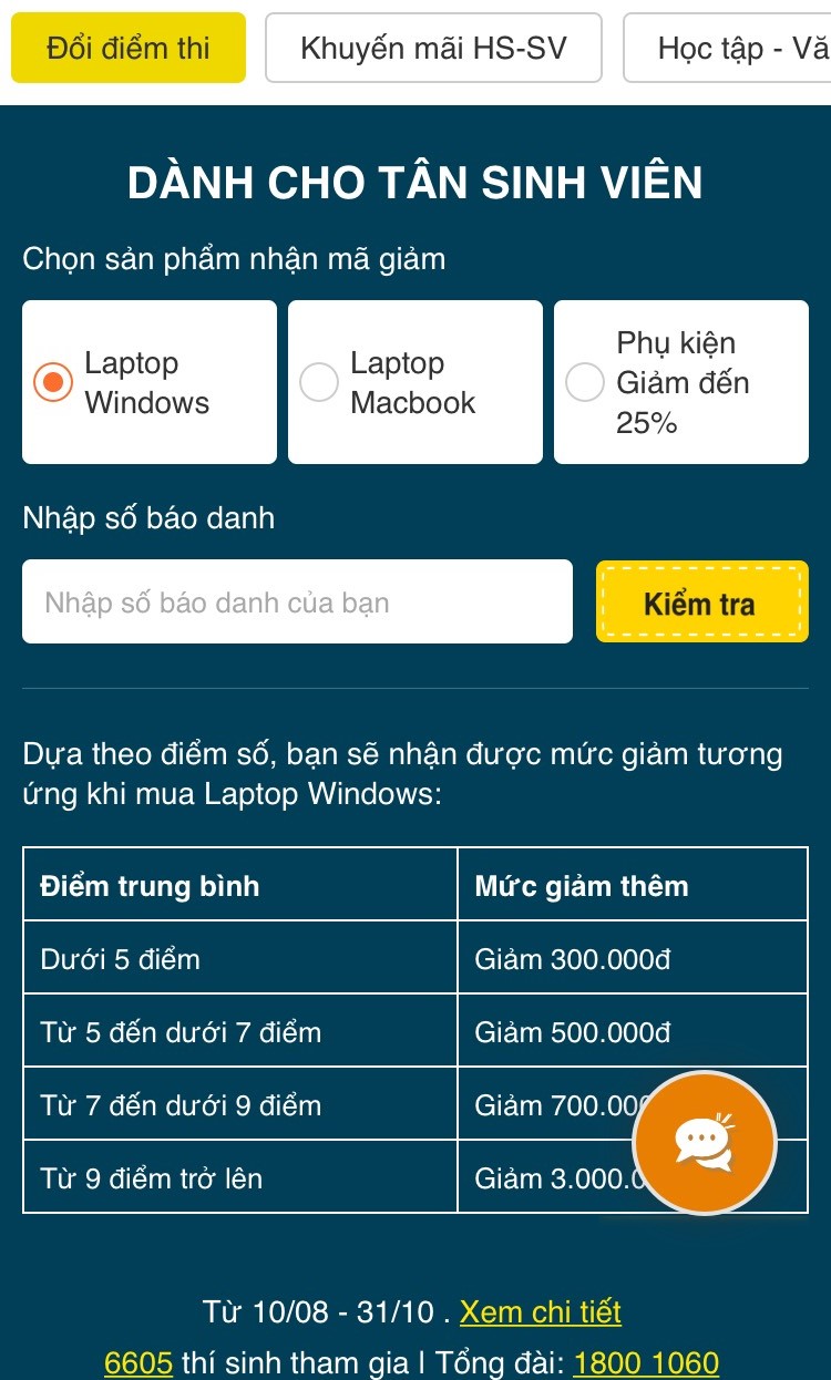 ĐỔI ĐIỂM THI DÀNH CHO TÂN SINH VIÊN