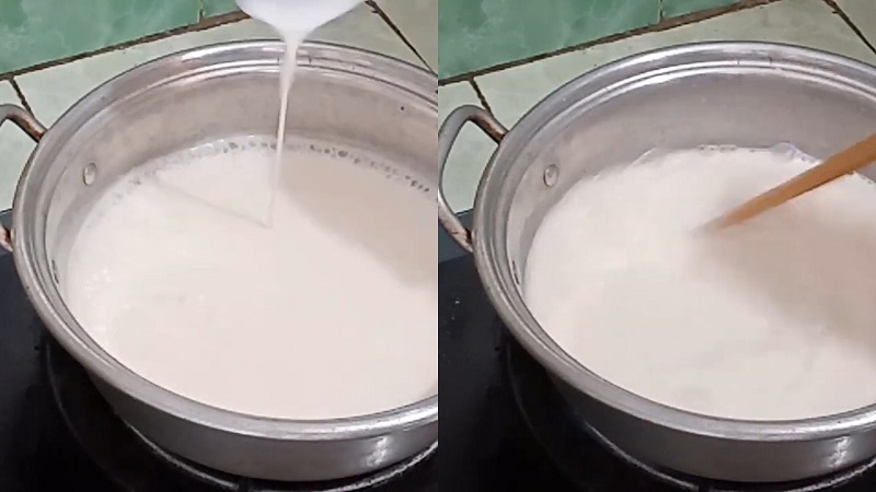 Đun hỗn hợp nước cốt dừa