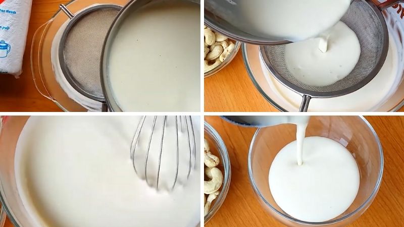 Lọc qua ray để pudding mịn màng hơn