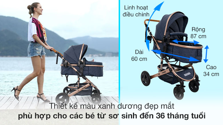 Xe đẩy cho bé Hakawa có thiết kế đẹp mắt, hiện đại và sang trọng