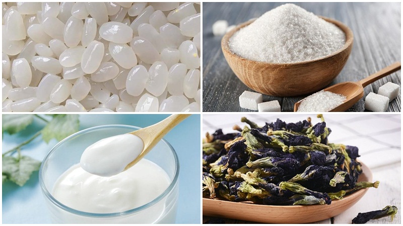 Nguyên liệu làm sữa chua hạt đác hoa đậu biếc