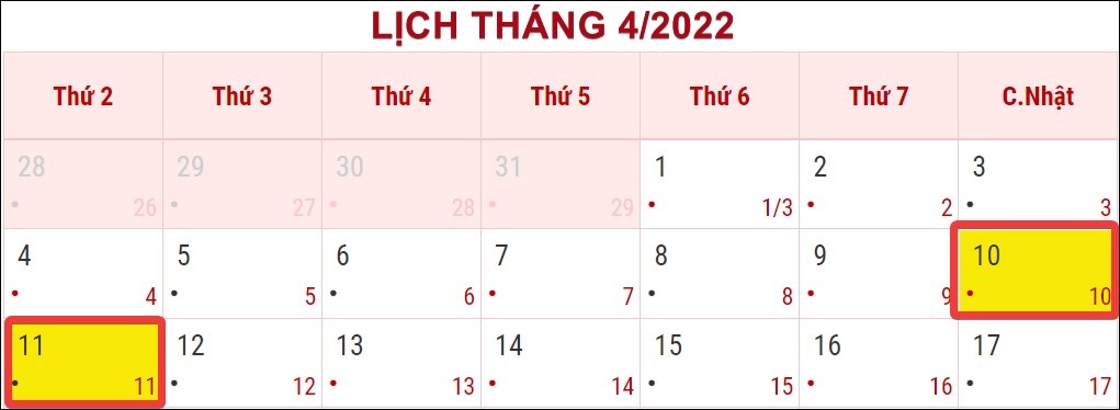 Lịch nghỉ Giỗ Tổ Hùng Vương 10/3 Âm lịch 2022