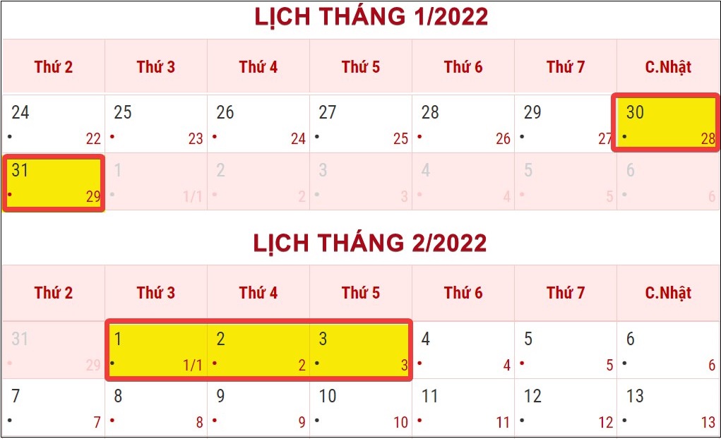 Nghỉ 2 ngày trước Tết và 3 ngày sau Tết