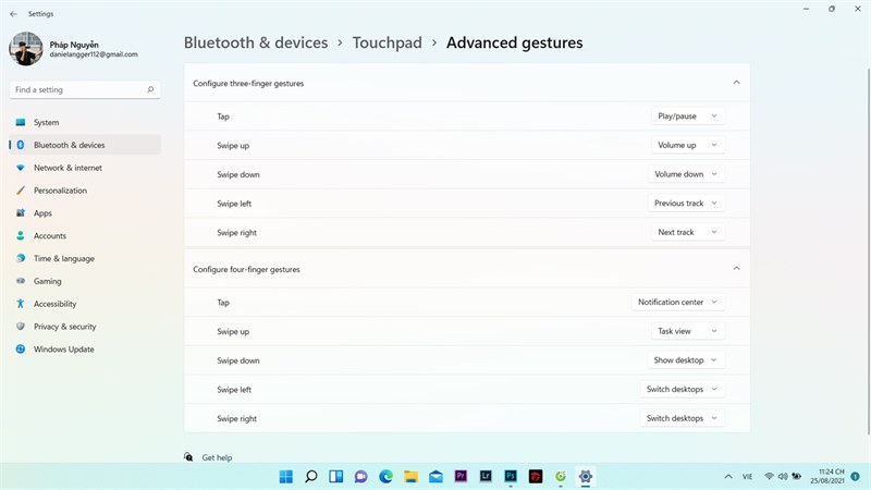 Cài đặt Touchpad Windows 11