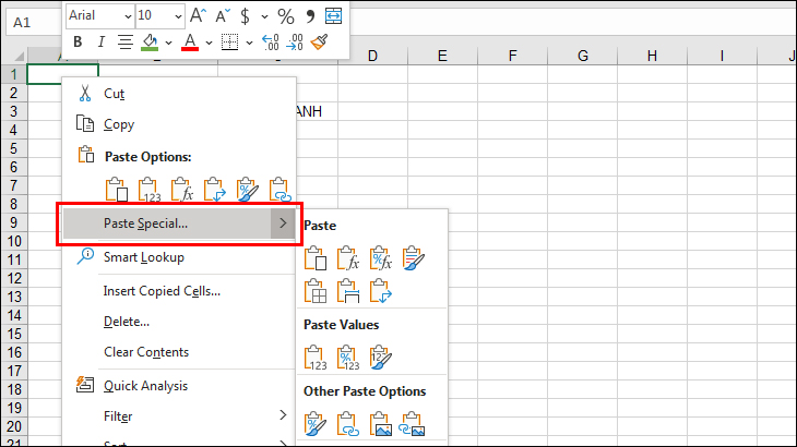 Cách sử dụng tính năng Paste Special trong Excel chi tiết nhất