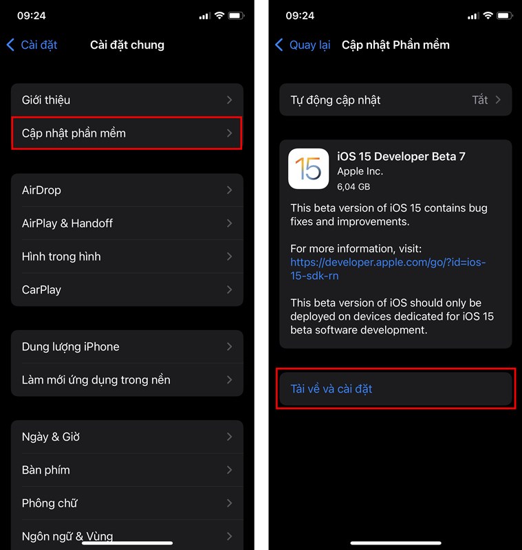 Cách cập nhật iOS 15 Beta 7