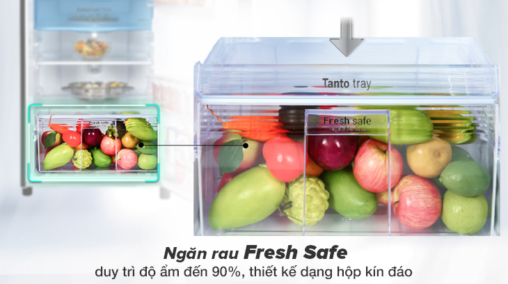 Ngăn rau Fresh Safe với khả năng giữ độ ẩm đến 90%