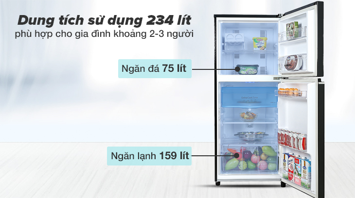 Tủ lạnh có dung tích sử dụng 234 lít