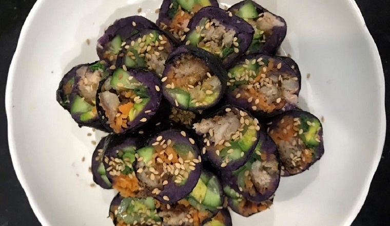 Cách làm kimbap khoai lang tím cuộn thịt và rau củ nhiều dinh dưỡng cho cả nhà