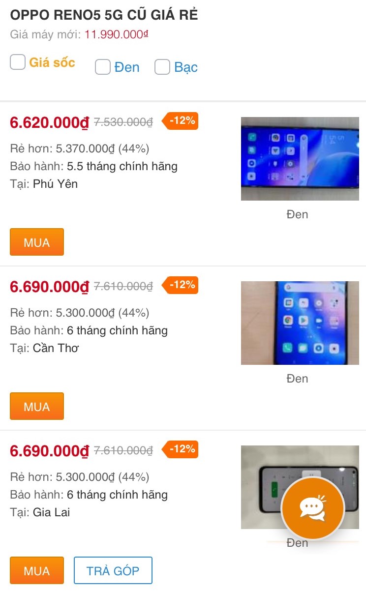 Giá OPPO Reno5 5G cũ hiện bao nhiêu?