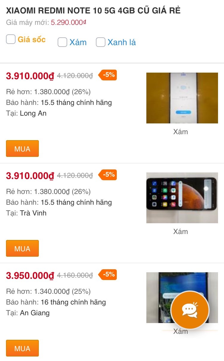 Redmi Note 10 5G 4GB cũ