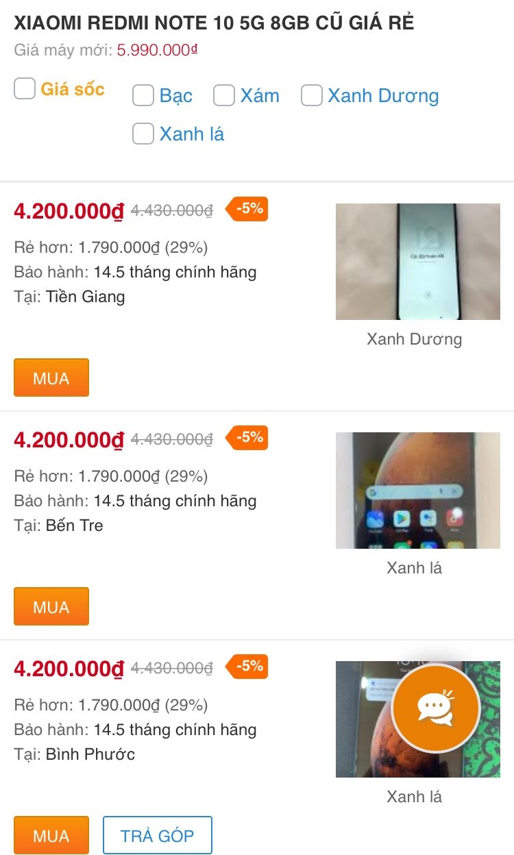 Redmi Note 10 5G 8GB cũ