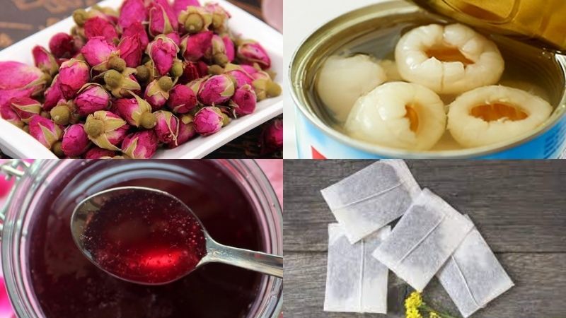 Nguyên liệu làm trà vải hoa hồng