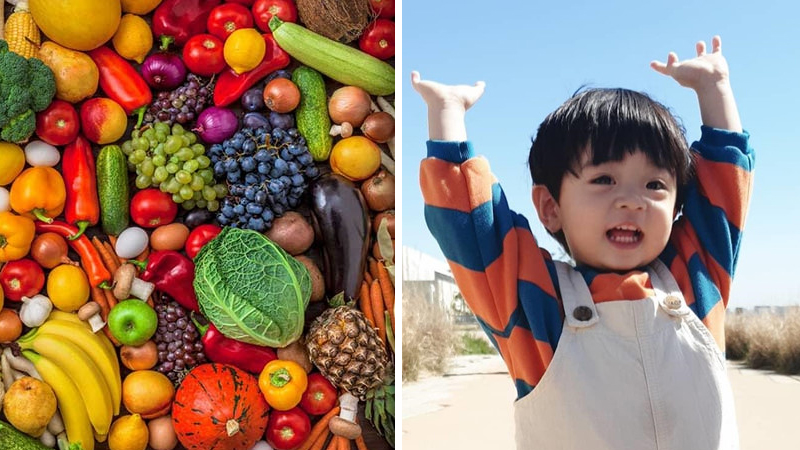 Con trai đăng ký học ở nhà dựa trên trái cây và rau