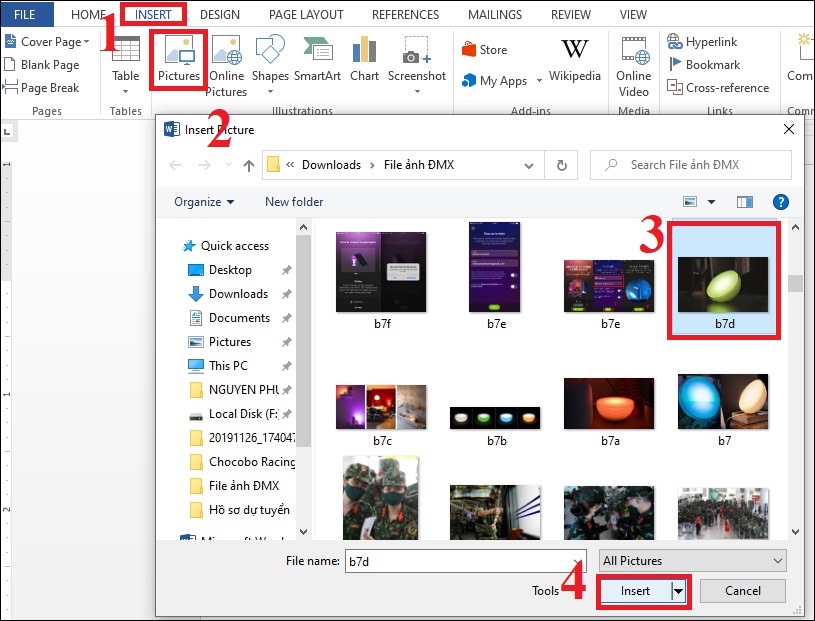 2 Cách chèn ảnh vào Word từ hình ảnh có sẵn, online chi tiết