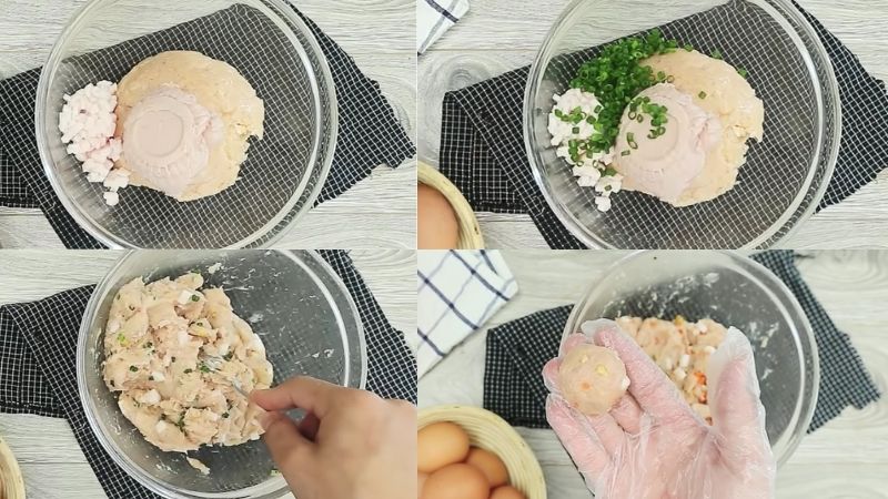 Trộn các nguyên liệu để làm gà viên chiên sốt coca