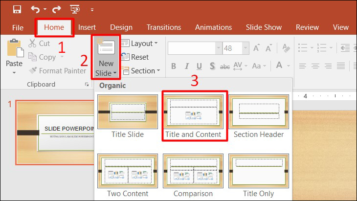 Thêm một slide PowerPoint mới