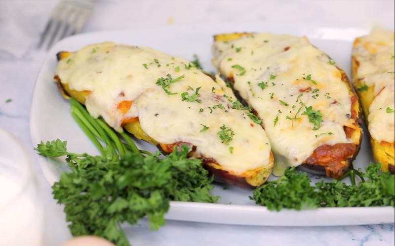 How to make delicious fatty cheese baked sweet potatoes in an oil-free fryer