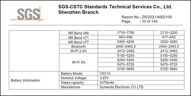 Thông số pin của Nokia TA-1374