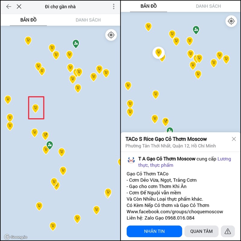 Cách đi chợ gần nhà bằng Zalo