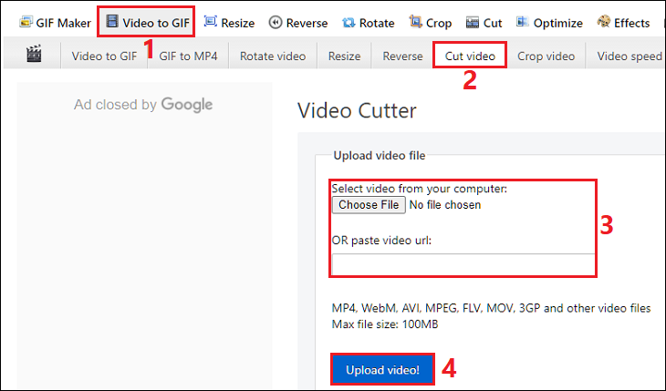 Cách cắt video trên Windows không cần cài thêm phần mềm đơn giản, chi tiết > Truy cập website Resize animated GIF