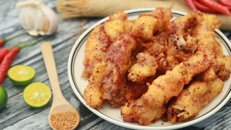 Món mực trứng chiên xóc muối ớt Món mực trứng chiên xóc muối ớt
