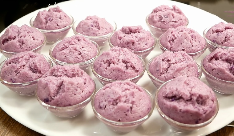 Bánh bò khoai lang tím nước cốt dừa bông mềm thơm ngon