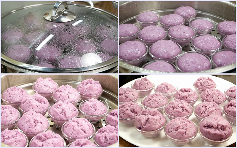 Hấp bánh khoảng 8 phút là bánh chín
