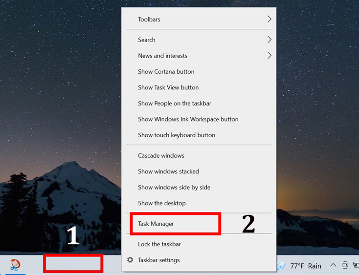 Bạn nhấn chuột phải vào thanh Taskbar