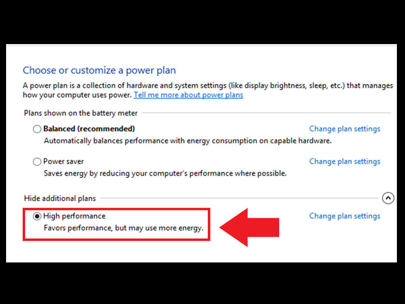 Bạn chọn chế độ High performance, để làm mát máy tính, laptop nhanh chóng.