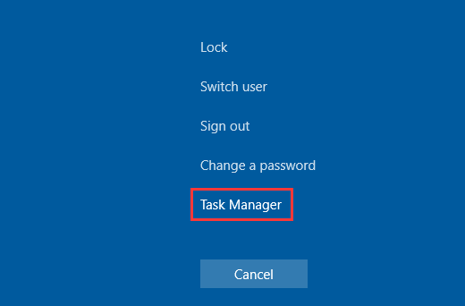 Sử dụng tổ hợp phím Ctrl + Alt + Delete để mở Task Manager