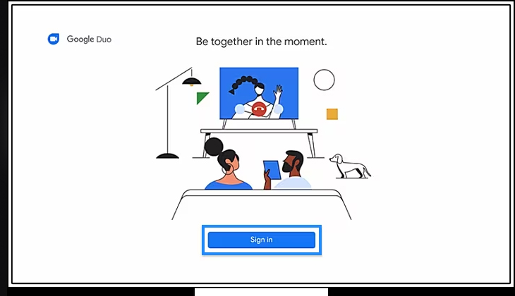 Trên tivi Samsung, hãy mở ứng dụng Duo > Nhấp vào Đăng nhập