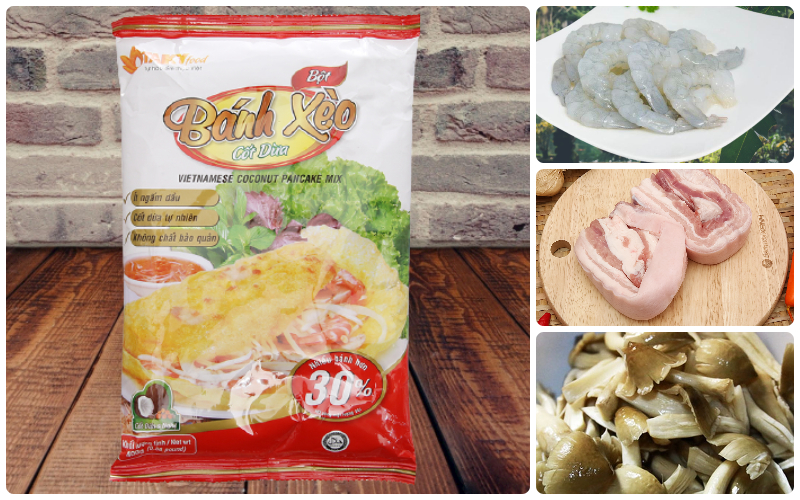 Nguyên liệu làm món bánh xèo nấm mối
