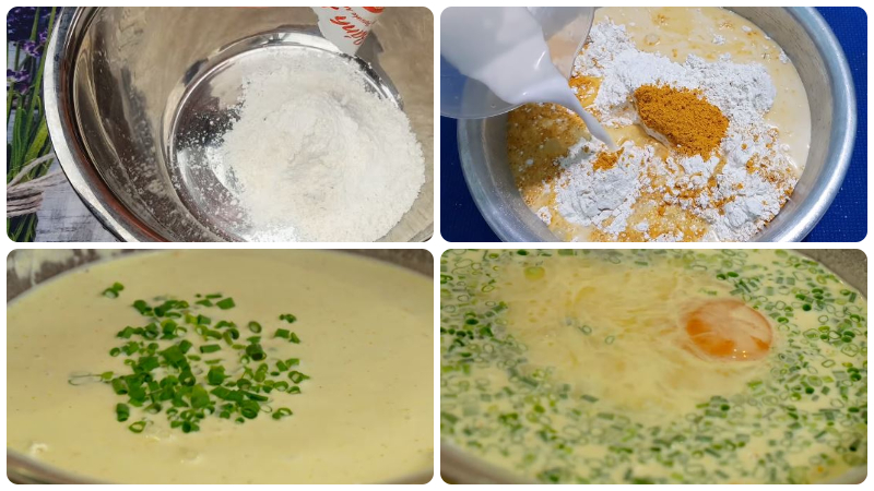 Trộn bột bánh xèo
