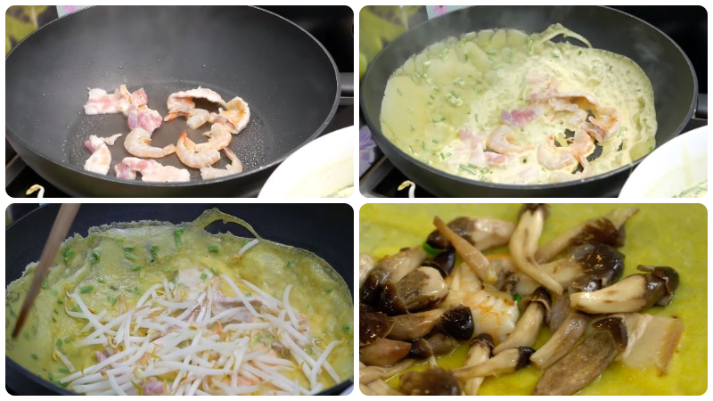 Đổ bánh xèo nấm mối