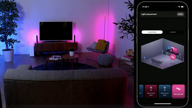 Khám phá những cập nhật mới nhất trên Philips Hue App 4.0 > Philips Hue 4.0 giúp phòng giải trí (Entertainment Area) có thêm tính năng