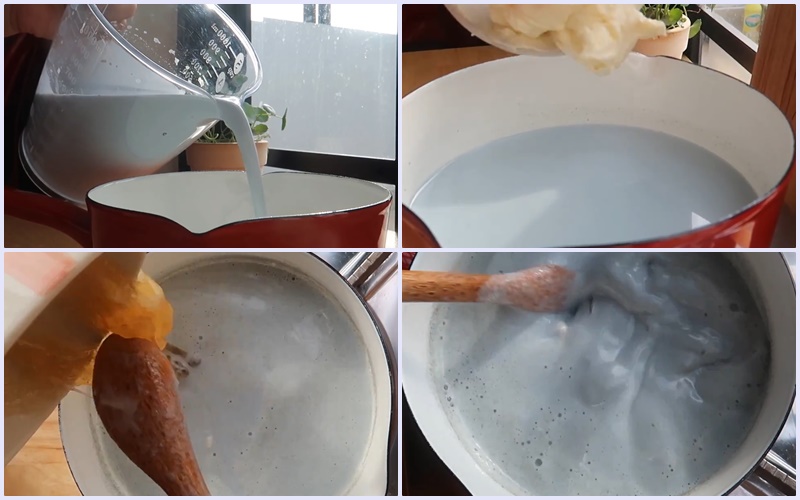 Nấu chín sữa và lọc qua rây