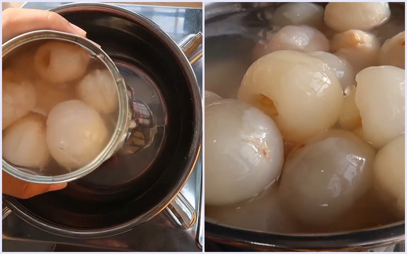 Nấu nước đường với vải