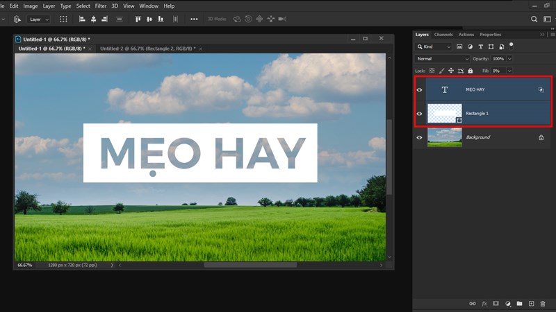 Cách làm chữ trong suốt trong Photoshop