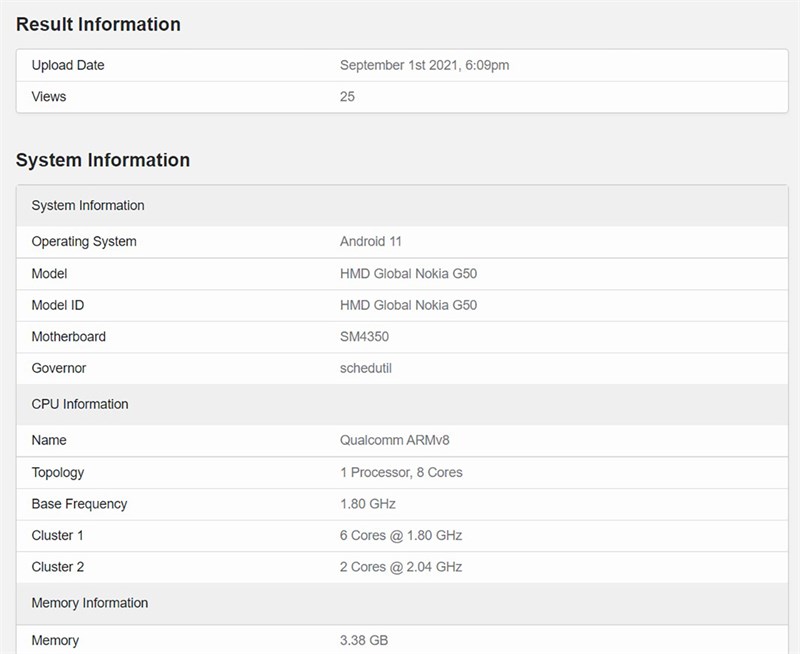 Nokia G50 5G xuất hiện trên Geekbench