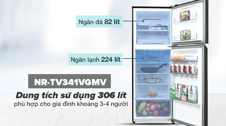 Dòng NR-TV341VGMV có dung tích sử dụng lớn hơn, lên đến 306 lít