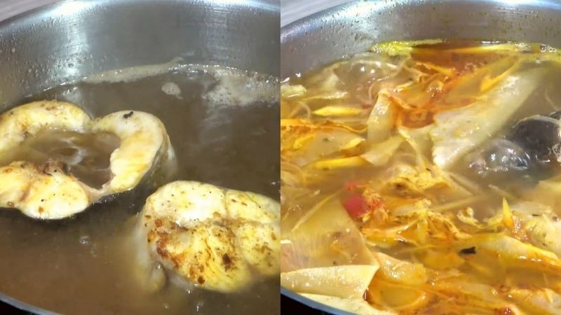 Nấu lẩu măng chua cá ngát