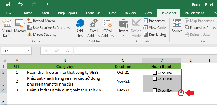 Cách tạo nút tích - checkbox trong Excel dễ dàng, đơn giản nhất