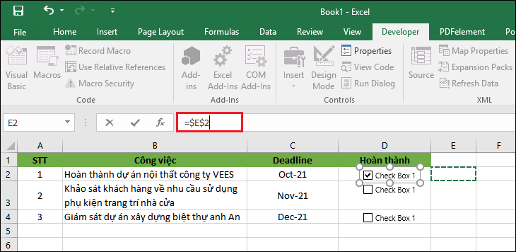 Cách tạo nút tích - checkbox trong Excel dễ dàng, đơn giản nhất