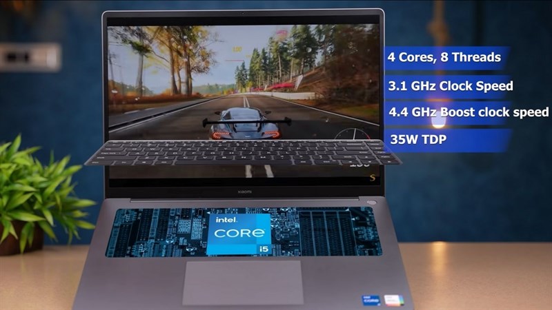 Xiaomi Mi Notebook Ultra (2021) nổi bật với chip Intel Core thế hệ 11 cùng card đồ họa tích hợp Intel Iris Xe Graphics. Nguồn: Tech Unboxing. 