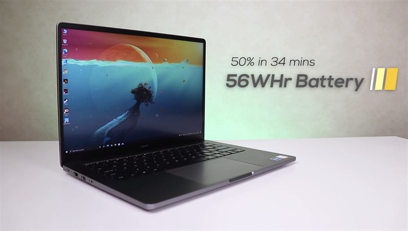 Pin 56 Wh của Xiaomi Mi Notebook Pro 2021 có thể hoạt động liên tục từ 7 - 8 tiếng với các tác vụ cơ bản. Nguồn: Tech Singh.