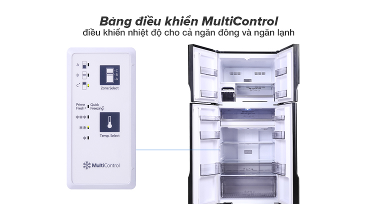 Bảng điều khiển MultiControl được dùng để điều khiển cho cả ngăn đông và ngăn lạnh